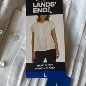 Lands' End Classic White Pintuck Blouse